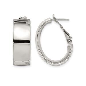 Sterling Silver Polished Omega Oval Hoop Earrings (10mm)